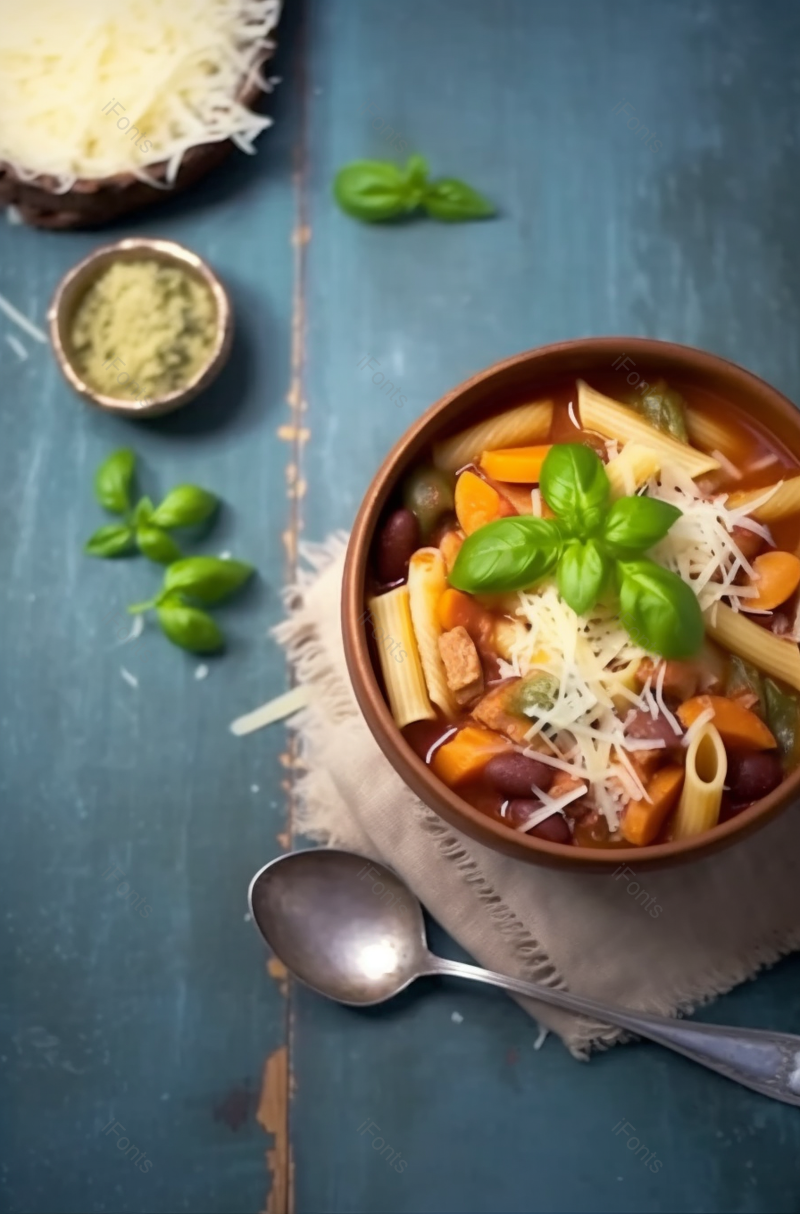 特色美食蓝色桌子和勺子摄影实拍,高清,摄影图,摄影图片,图片大全,摄影图免费下载